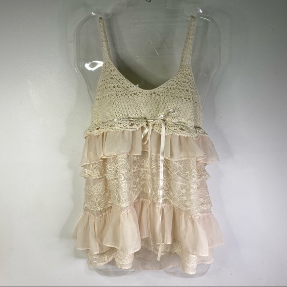 Forever 21 Boho style crocheted lace Tank Top XL